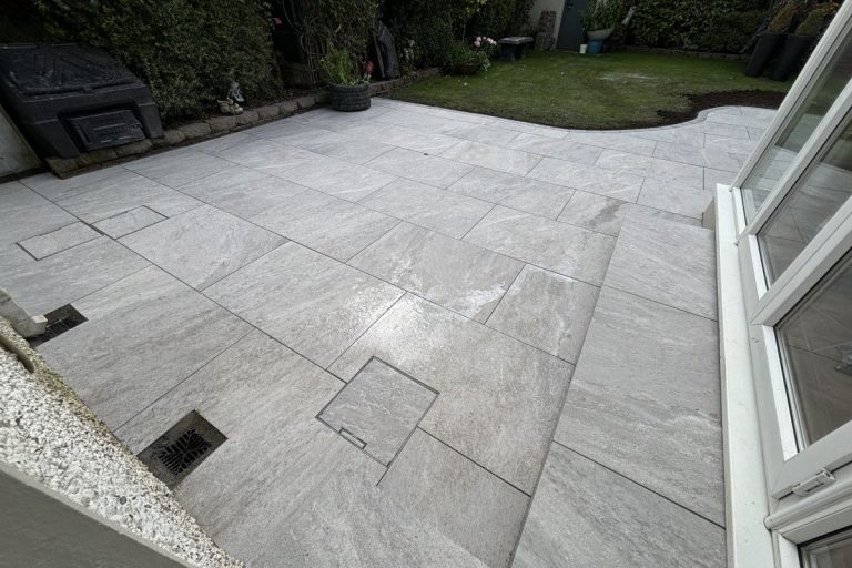 Porcelain Patio Installation in Bedworth Heath, Warwickshire, CV12 0AT