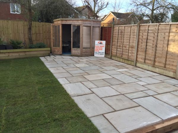 Patio installation in Warwick, Warwickshire, CV34 4SA