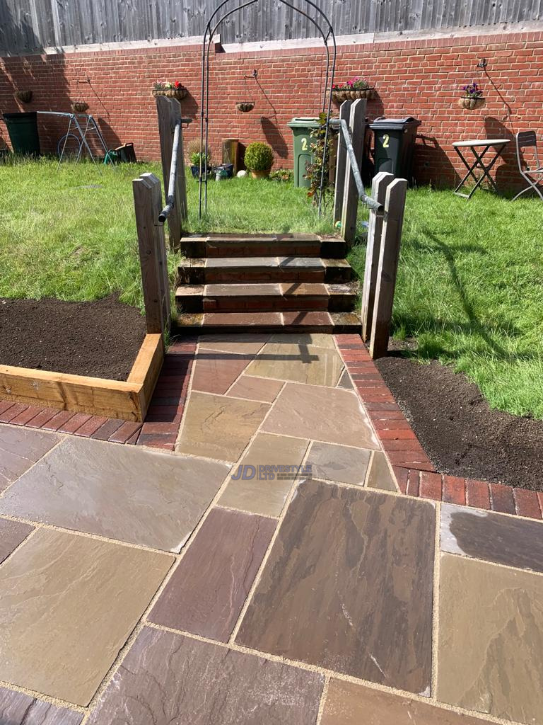 Sandstone patio Installation in Attleborough, Warwickshire, CV11 4JR