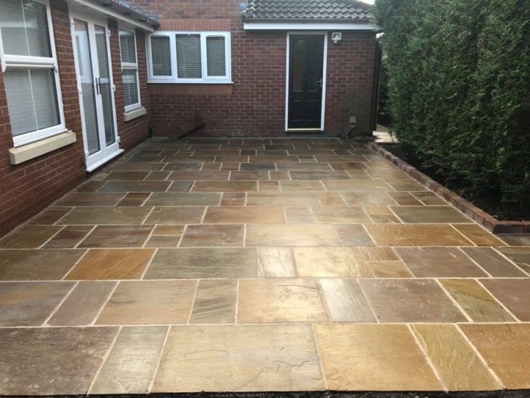 Sandstone patio Installation in Brandon, Warwickshire, CV8 3GG