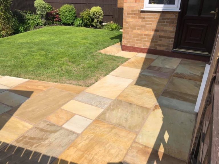 Sandstone patio Installation in Warwick, Warwickshire, CV34 4SA