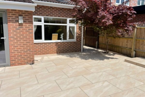 Installation of a porcelain patio in Old Arley, Warwickshire, CV7 8FF